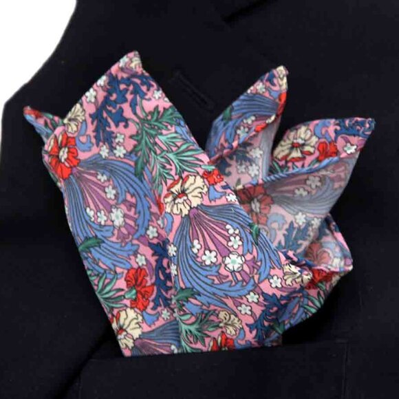 Hand Stitched Belgravia Silk Satin Fabric Pocket Square Bronwyn Floral Pattern - Picture 4 of 6